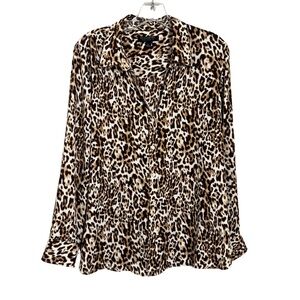 Banana Republic Dillon Classic Fit‎ Animal Print Button-Up Blouse Large Mob Wife